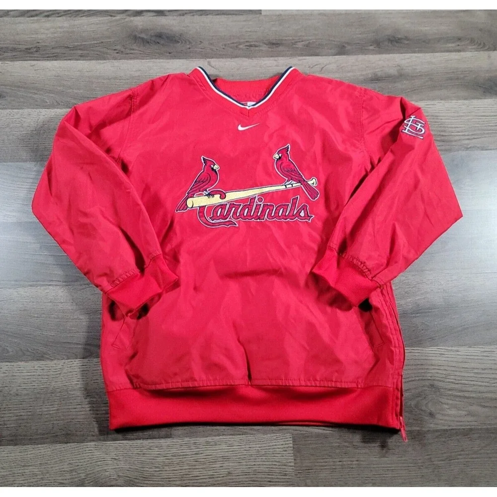 Nike St Louis Cardinals Windbreaker Jacket Boys Small Center Swoosh MLB Vintage